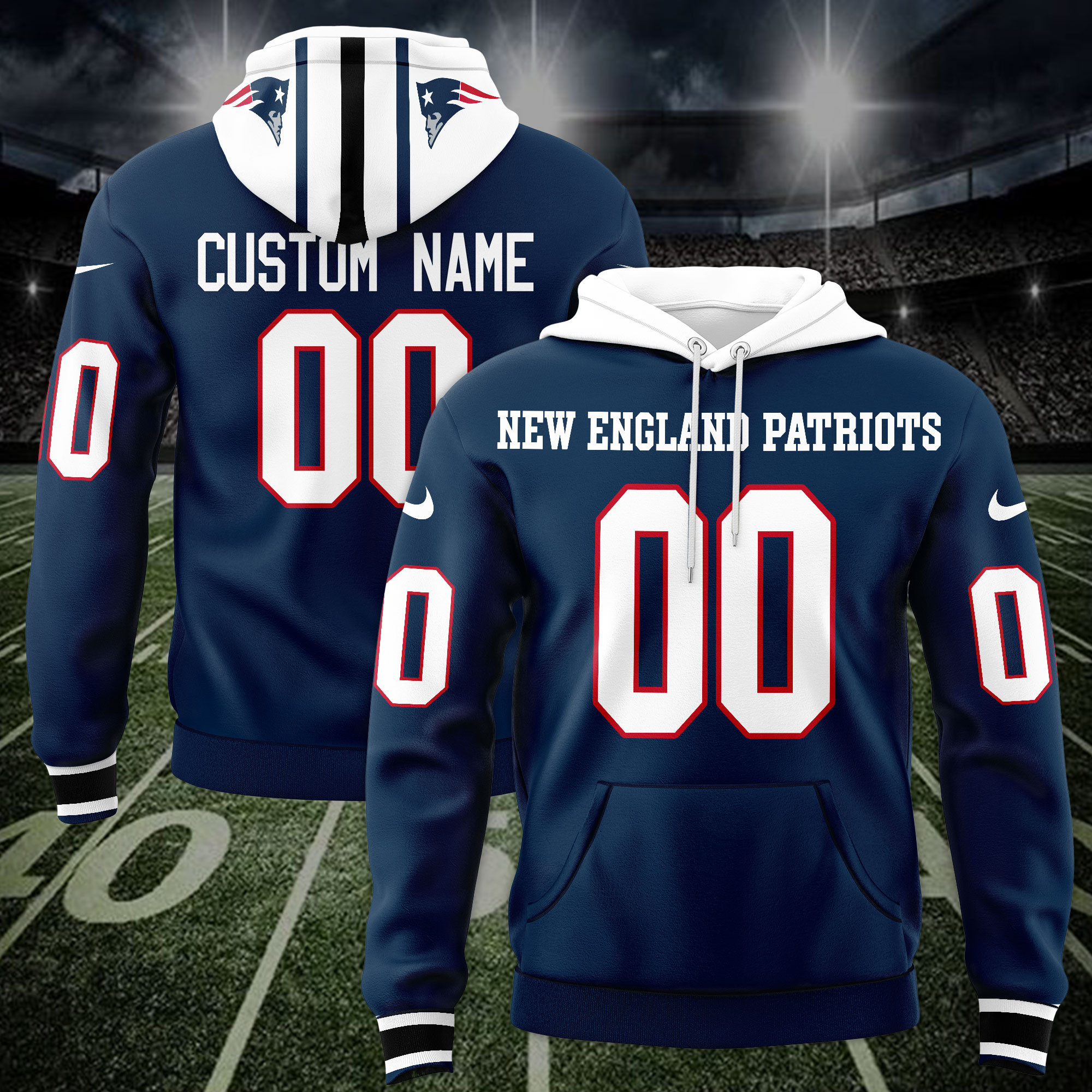 New England Patriots Custom Name And Number 3D Hoodie