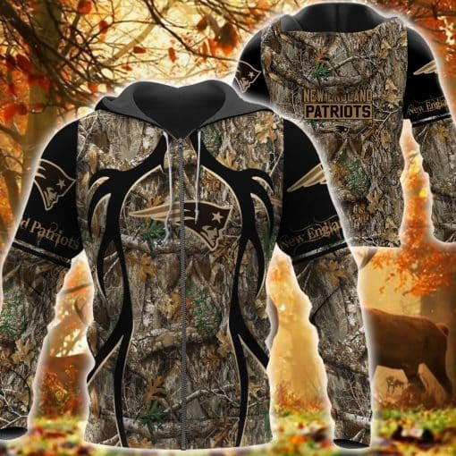 New England Patriots Hunting Camo Football 3D printed Sweatshirt Hoodie Zipped Hoodie