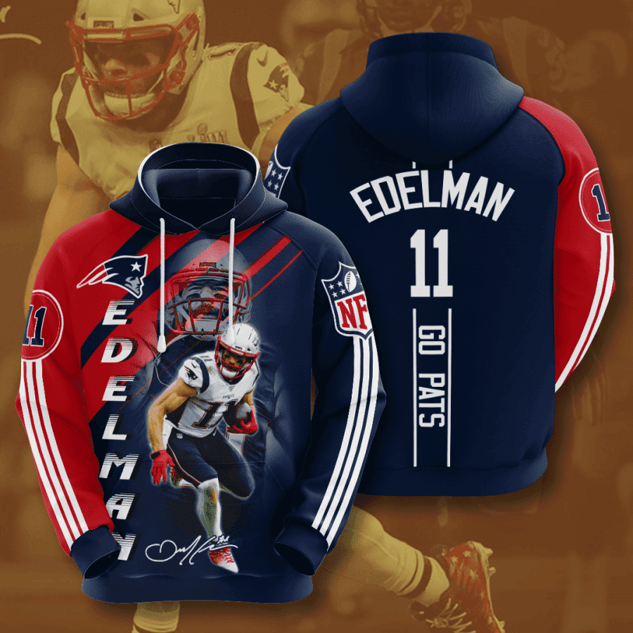 New England Patriots Julian Edelman Hoodie  Zip Hoodie Version 1425
