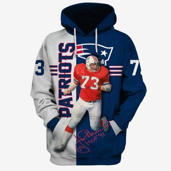 New England Patriots NFL Football John Hannah Hoodie  Zip Hoodie