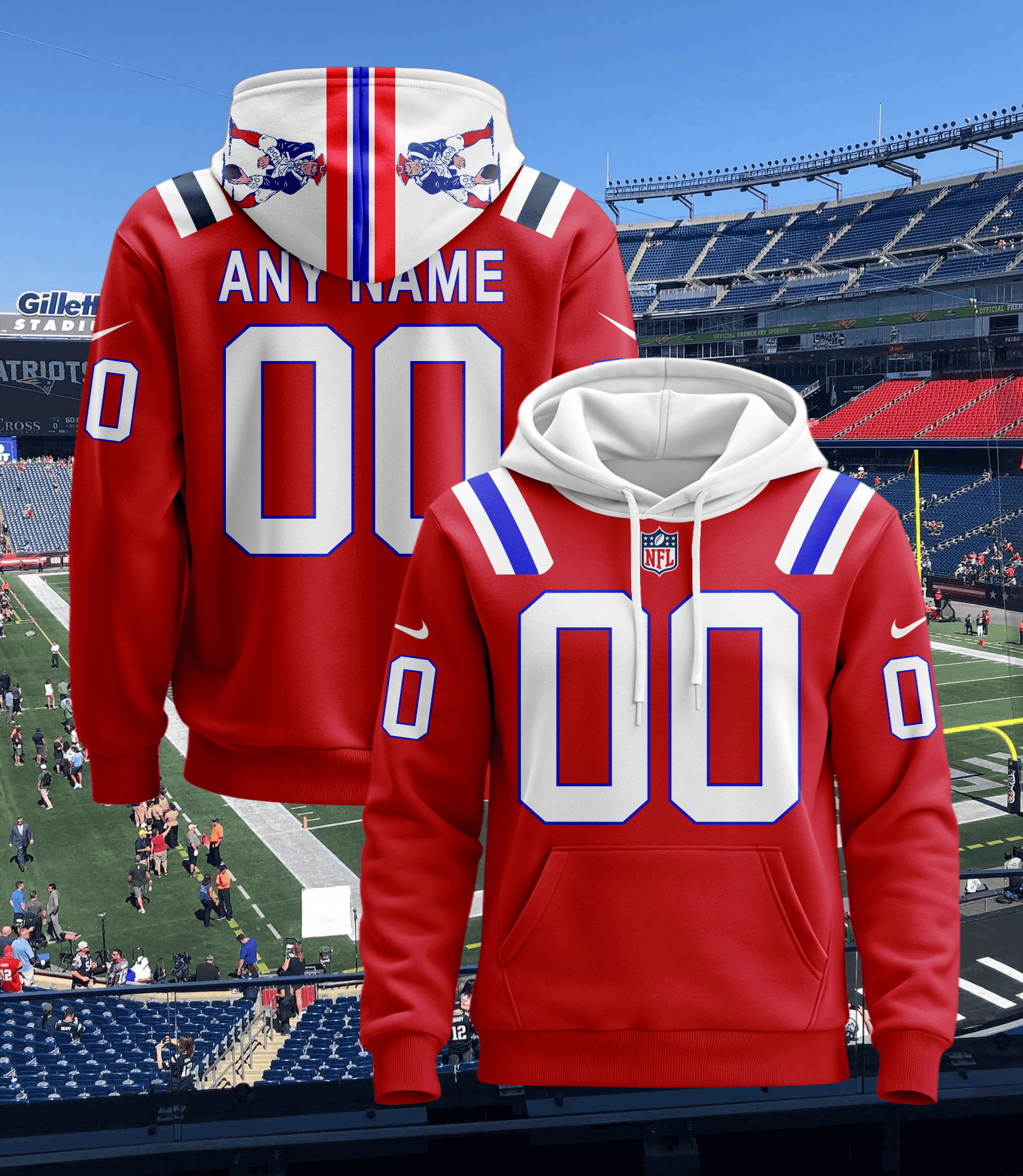 New England Patriots Personalized Name And Number NFL 3D Hoodie Version 46