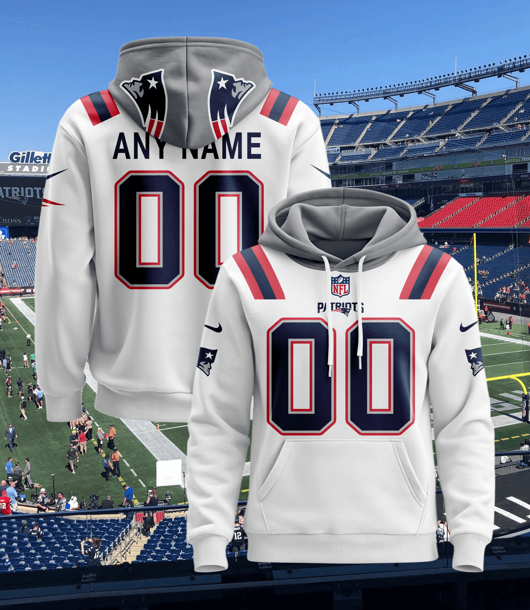 New England Patriots Personalized Name And Number NFL 3D Hoodie Version 48