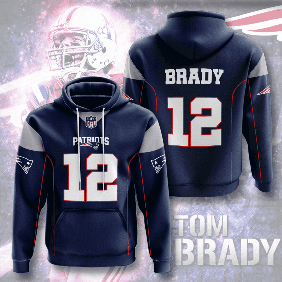 New England Patriots Tom Brady 12 Hoodie  Zip Hoodie