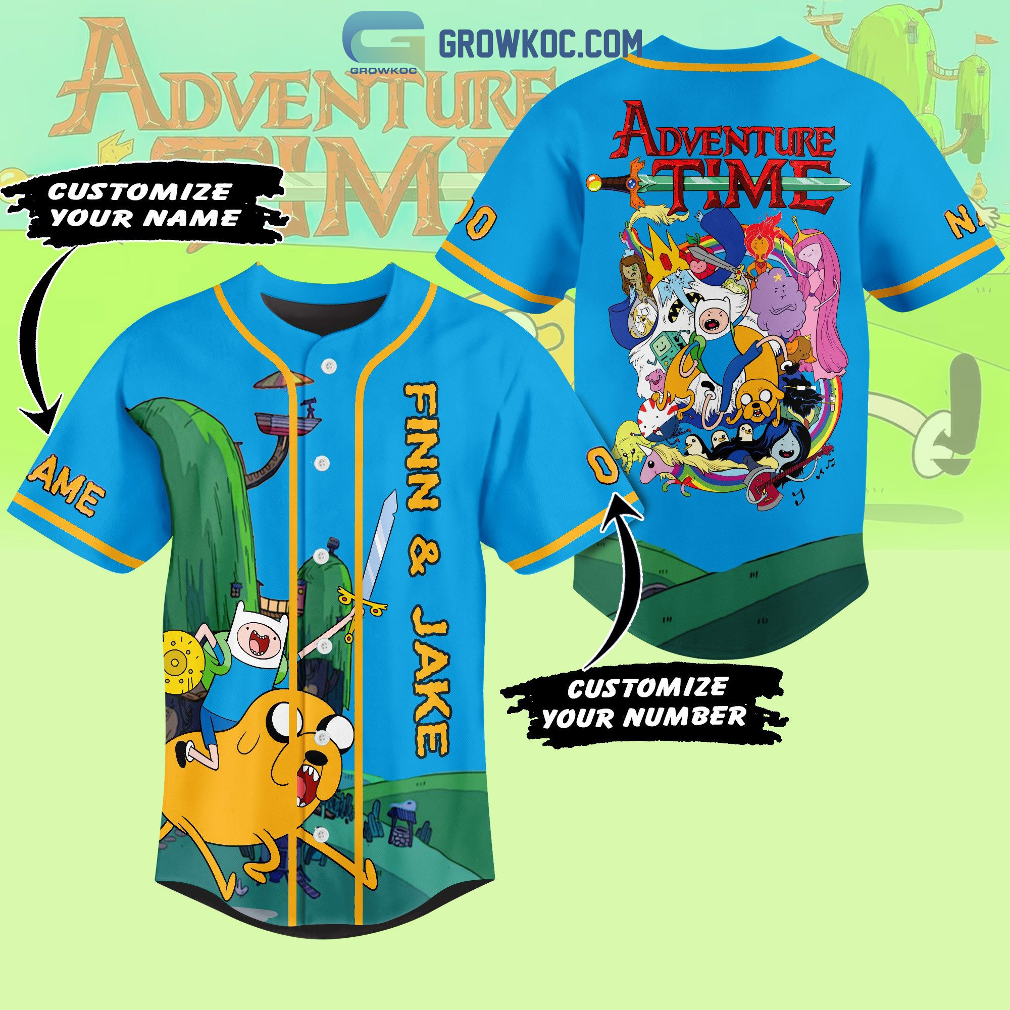 New Finn and Jake Adventure Time Personalized Baseball Custom Jersey Fan Gift