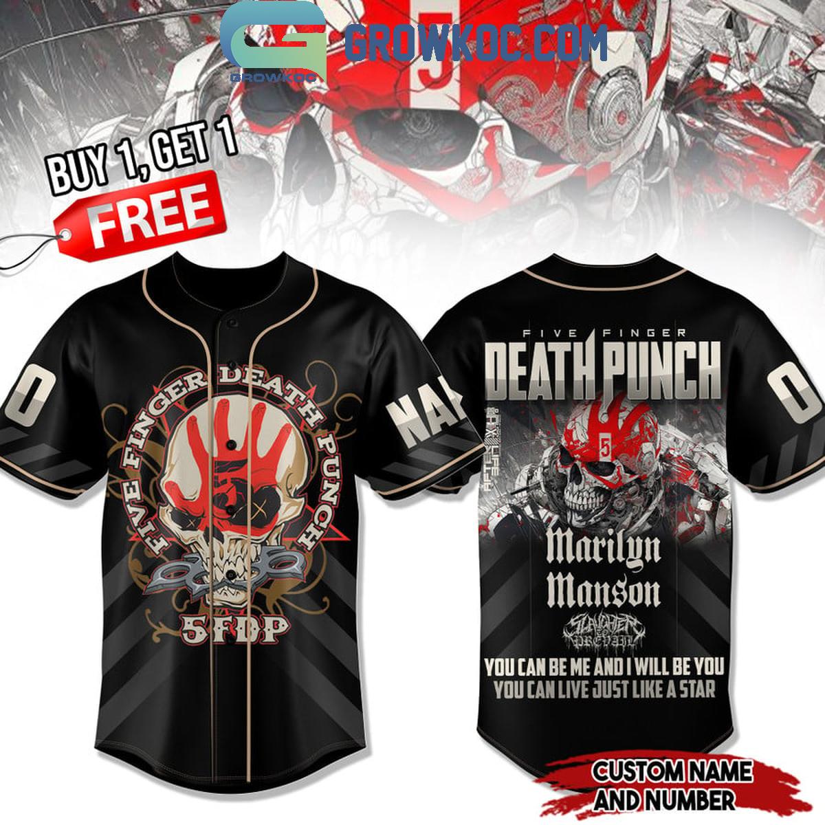 New Five Finger Death Punch Marilyn Manson Live Like A Star Personalized Baseball Custom Jersey Fan Gift