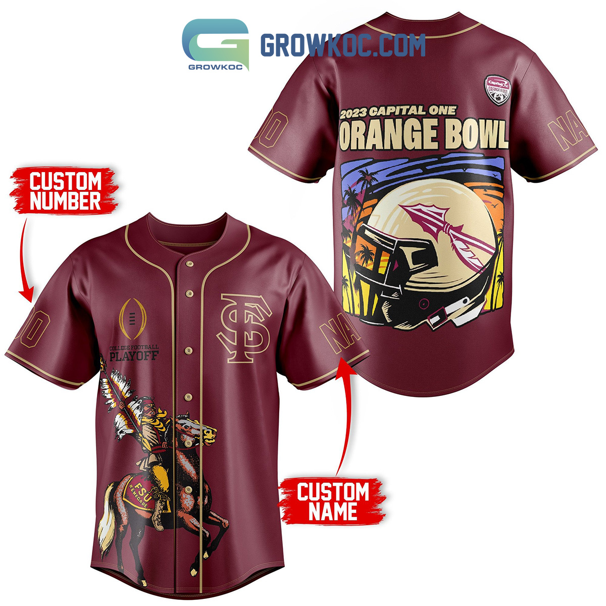 New Florida State Seminoles 2023 Capital One Orange Bowl Personalized Baseball Custom Jersey Fan Gift