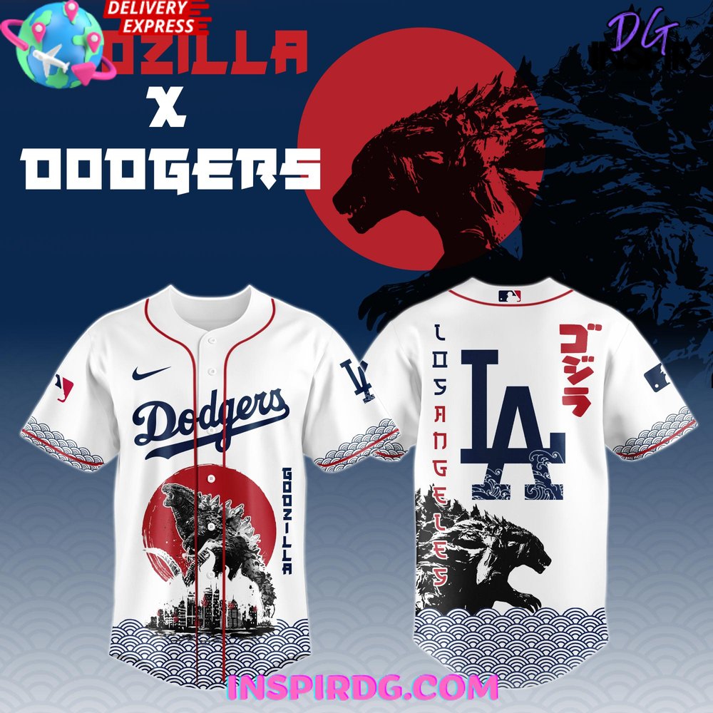 New Godzilla x Los Angeles Dodgers Japan 2025 Baseball Custom Jersey Fan Gift