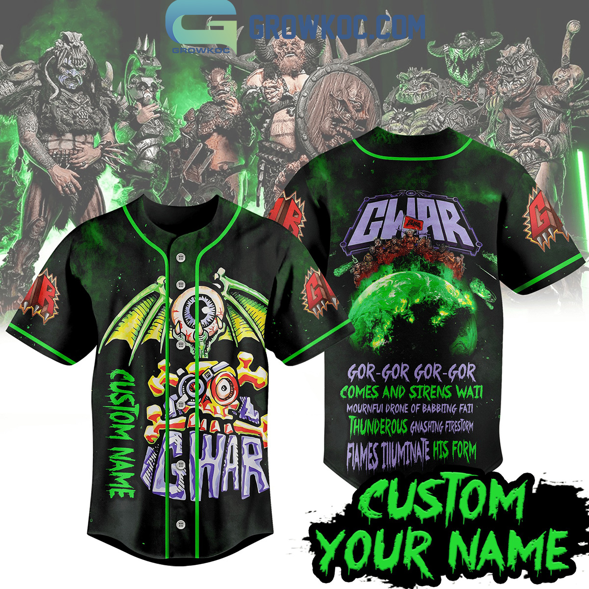New GWAR Gor-Gor-Gor-Gor Comes And Sirens Wail Personalized Baseball Custom Jersey Fan Gift