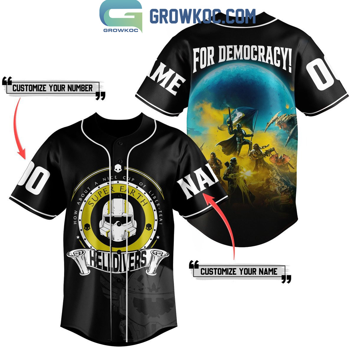 New Helldivers Super Earth For Democracy Personalized Baseball Custom Jersey Fan Gift
