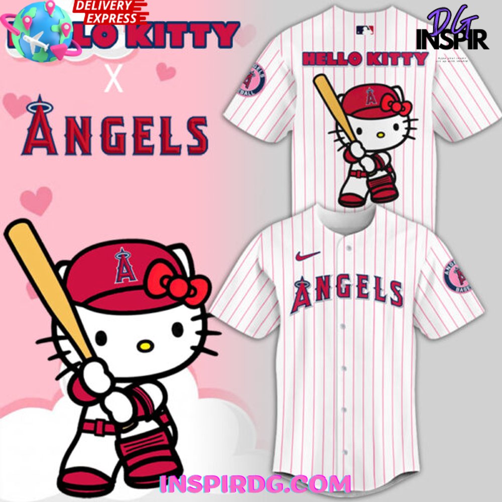 New Hello Kitty x Los Angeles Angels 2024 Red Baseball Custom Jersey Fan Gift
