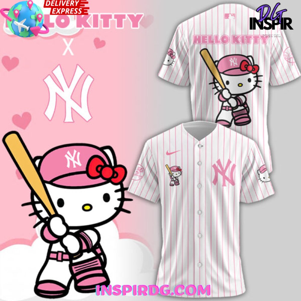 New Hello Kitty x New York Yankees 2024 Pink Baseball Custom Jersey Fan Gift