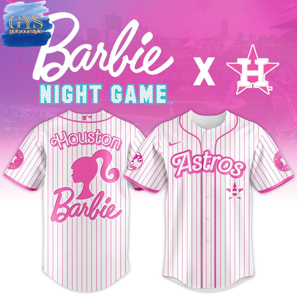 New Houston Astros MLB x Barbie Night Game Custom Jersey Fan Gift 2025