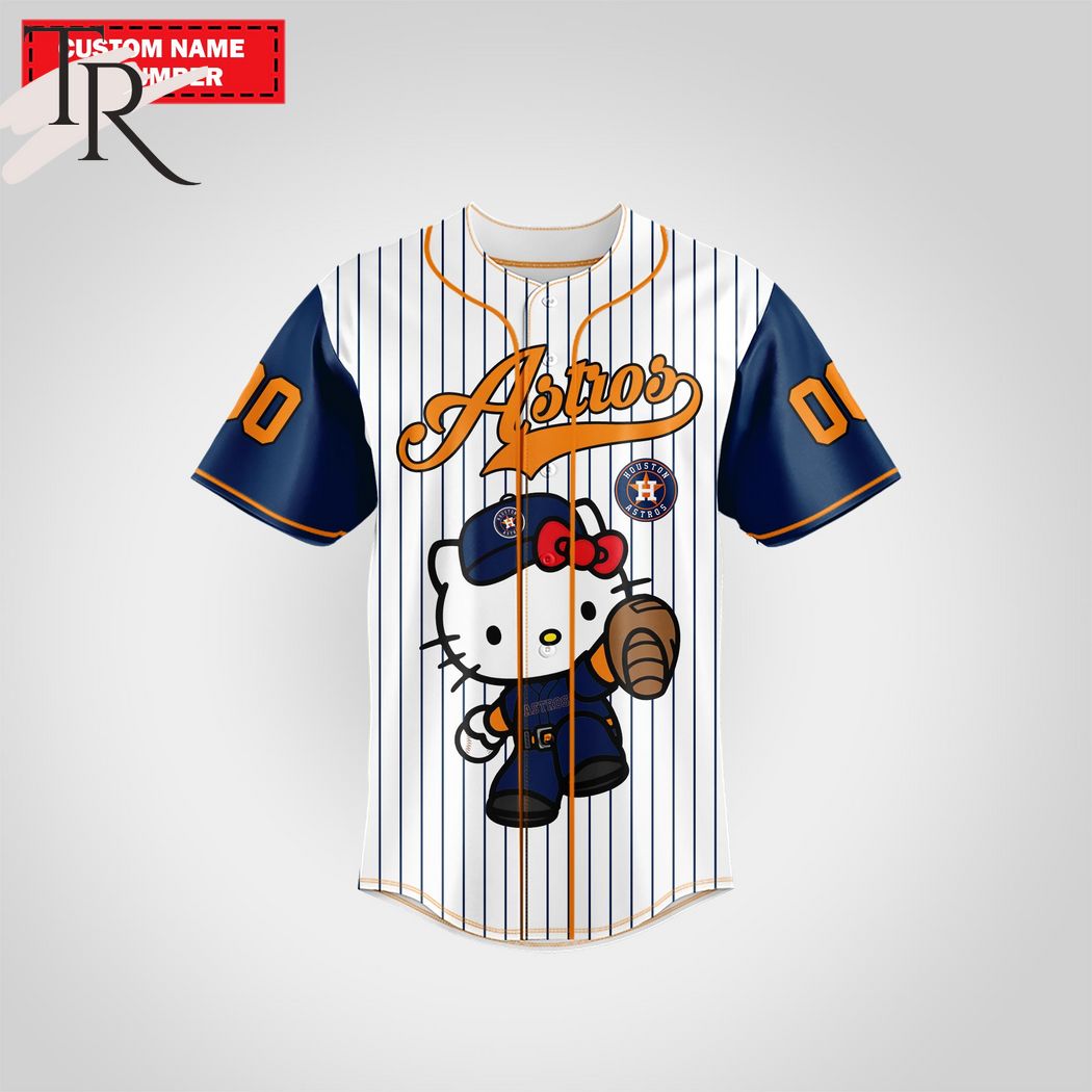 New Houston Astros Special Hello Kitty Design Baseball Custom Jersey Fan Gift MLB Custom Name - Number
