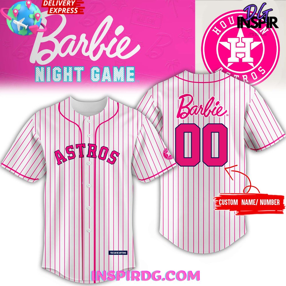 New Houston Astros x Barbie Night Game Unisex Baseball Custom Jersey Fan Gift