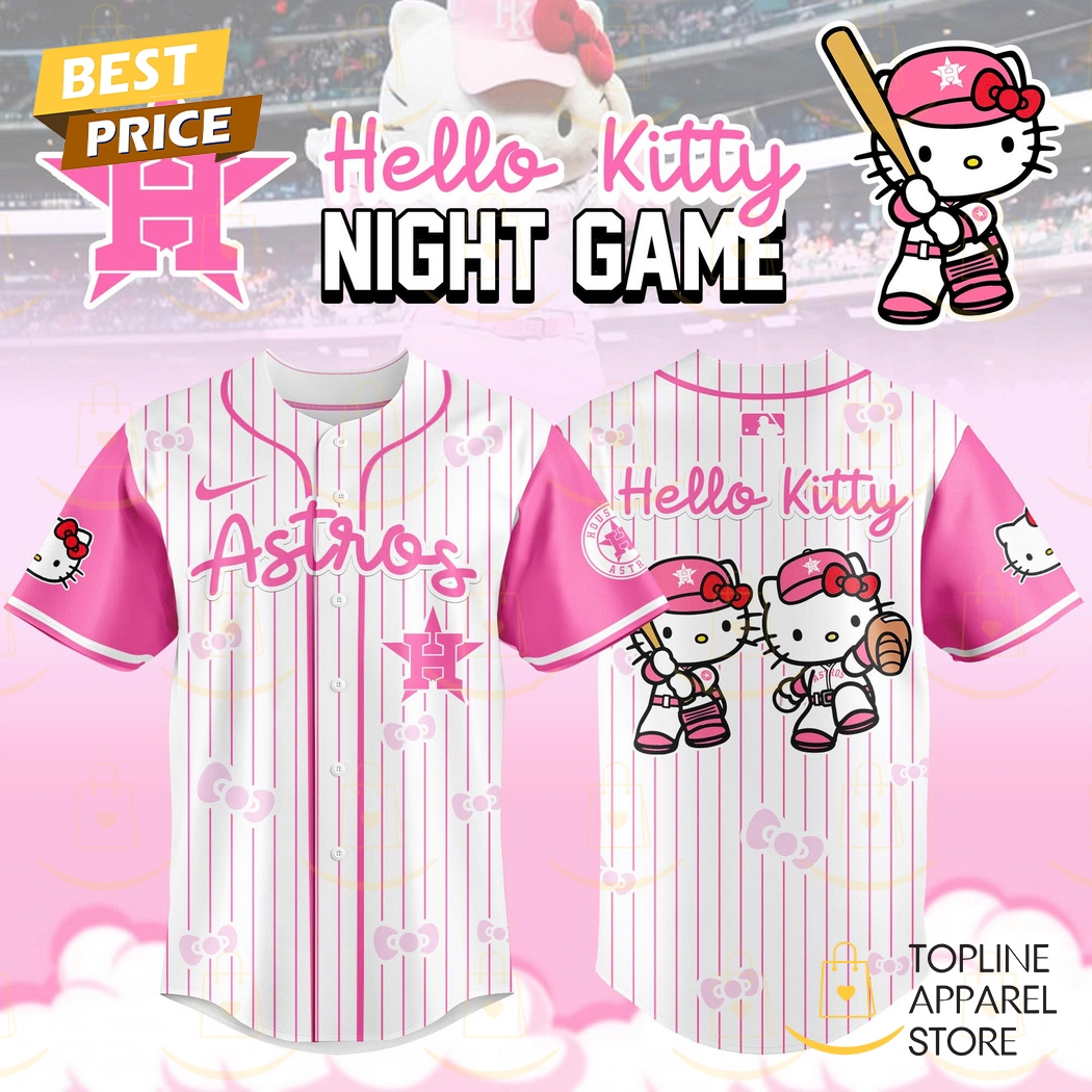 New Houston Astros x Hello Kitty Night Game Baseball Custom Jersey Fan Gift