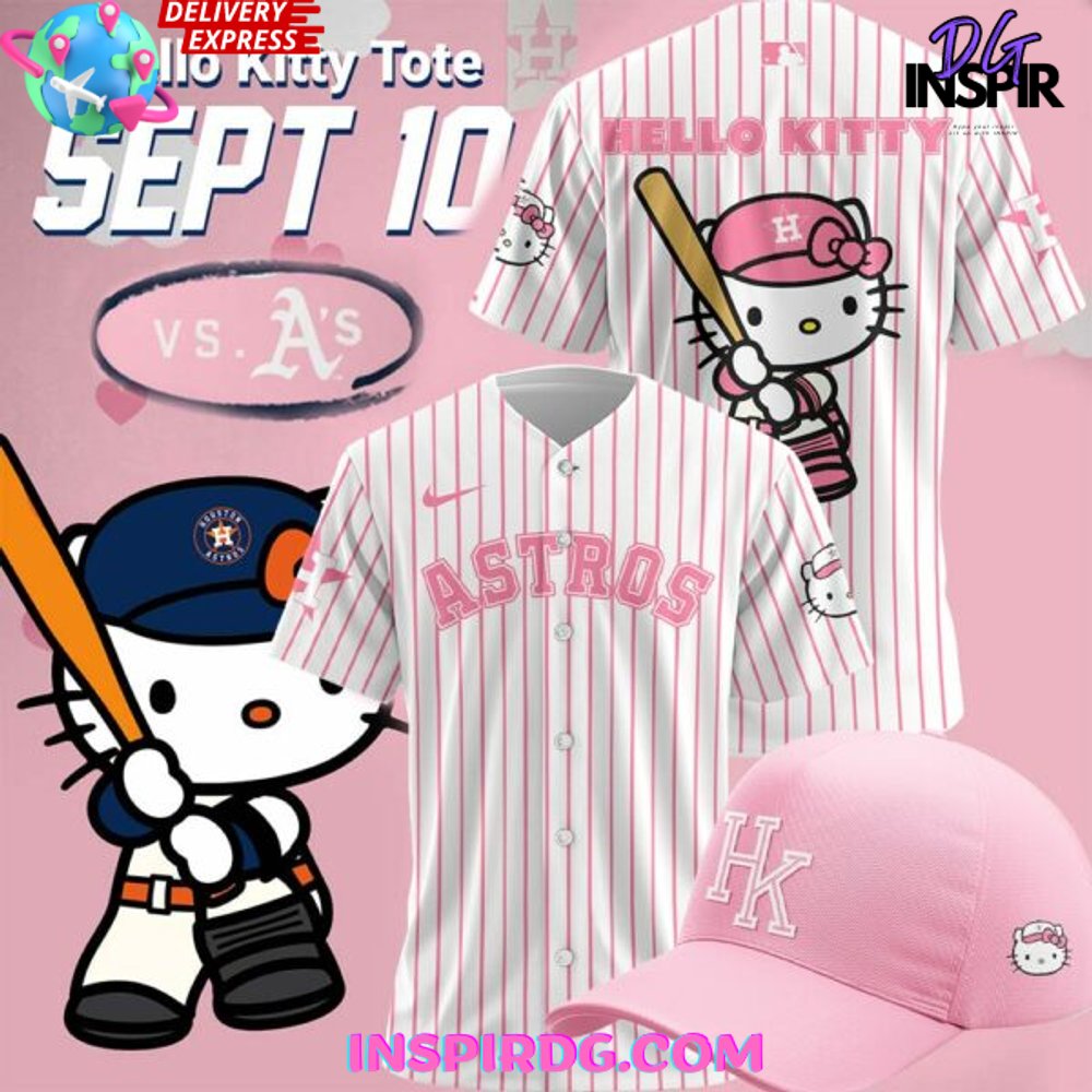 New Houston Astros x Hello Kitty Night Stripe Baseball Custom Jersey Fan Gift