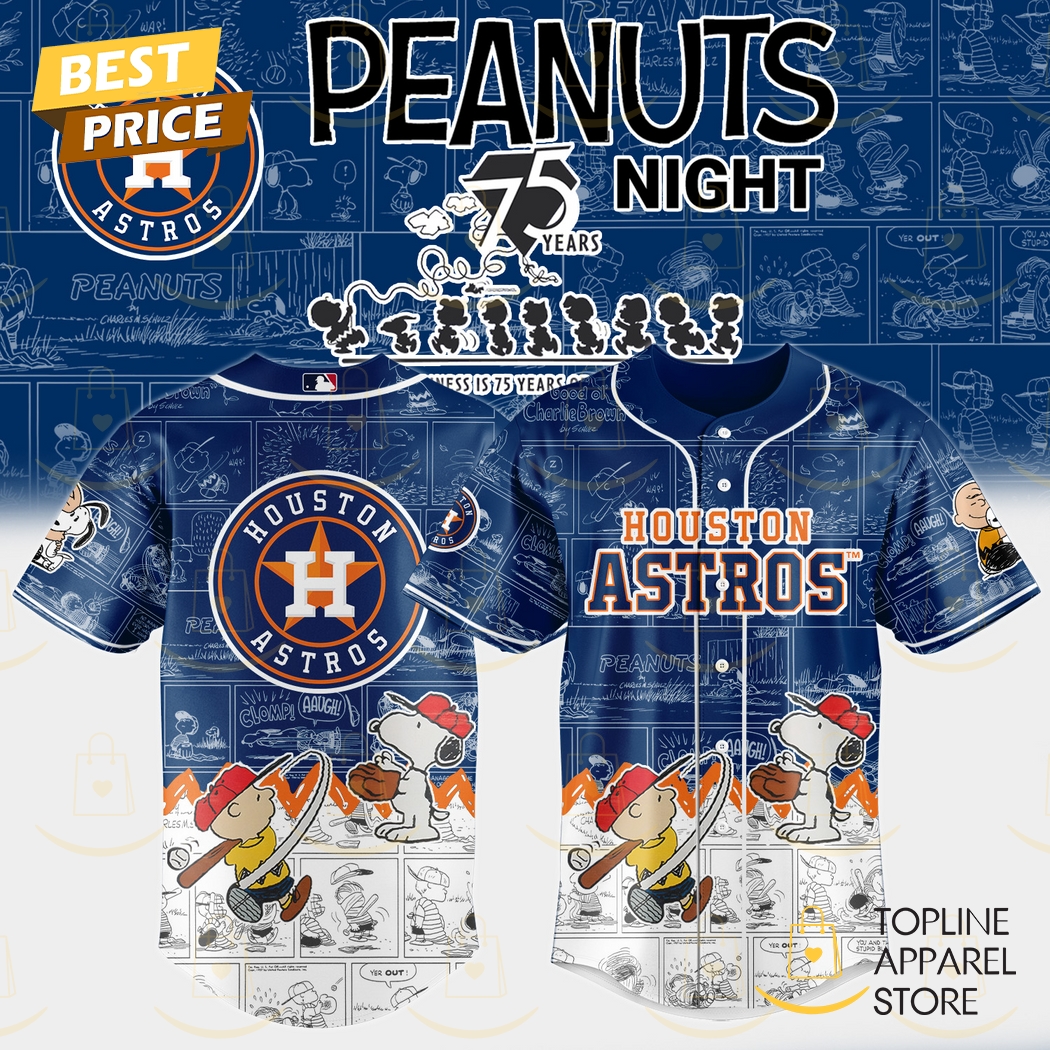 New Houston Astros x Peanuts Night 75 Years 2025 Baseball Custom Jersey Fan Gift