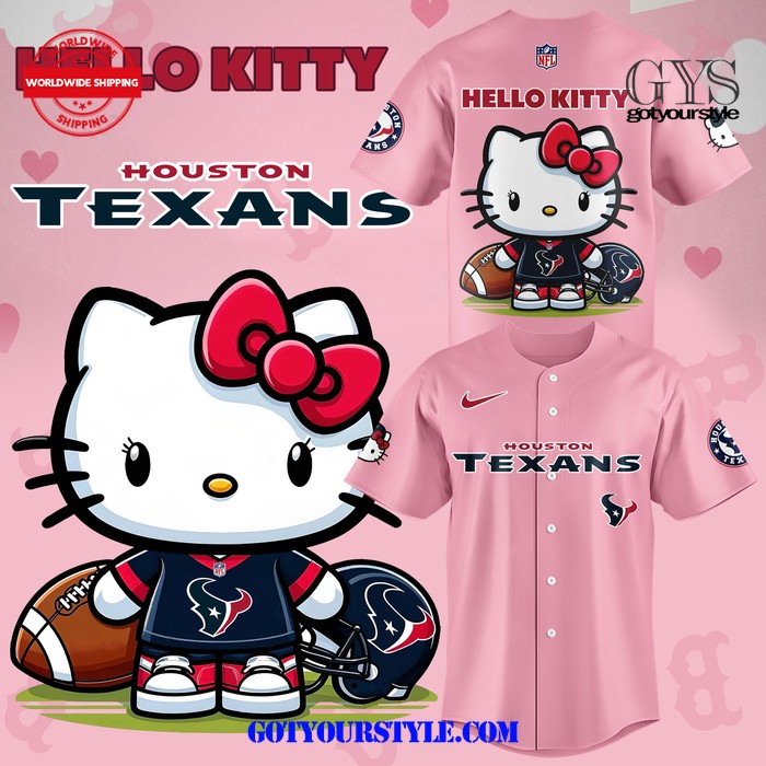 New Houston Texans Hello Kitty 2024 Baseball Custom Jersey Fan Gift