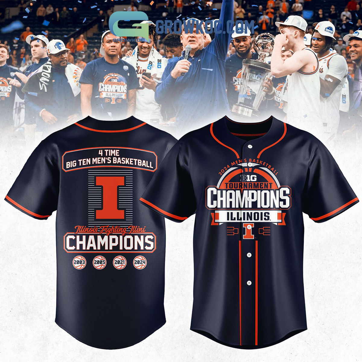 New Illinois Fighting Illini 4 Times Big Ten Men's Basketball Champions Baseball Custom Jersey Fan Gift