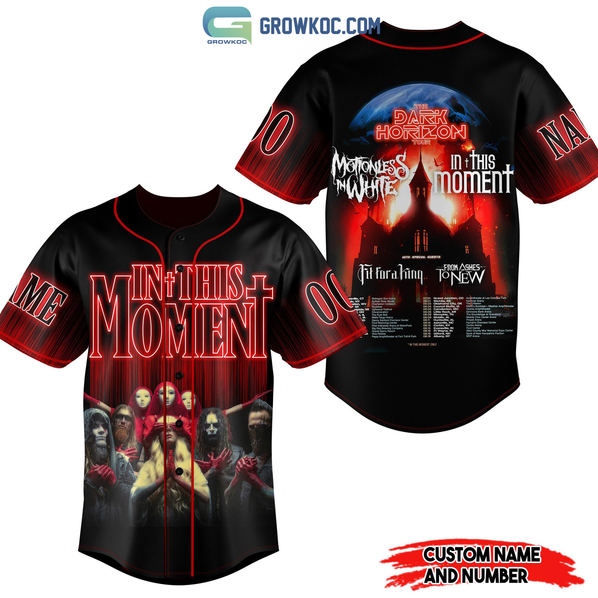 New In This Moment The Dark Horizon Tour Motionless In White Personalized Baseball Custom Jersey Fan Gift