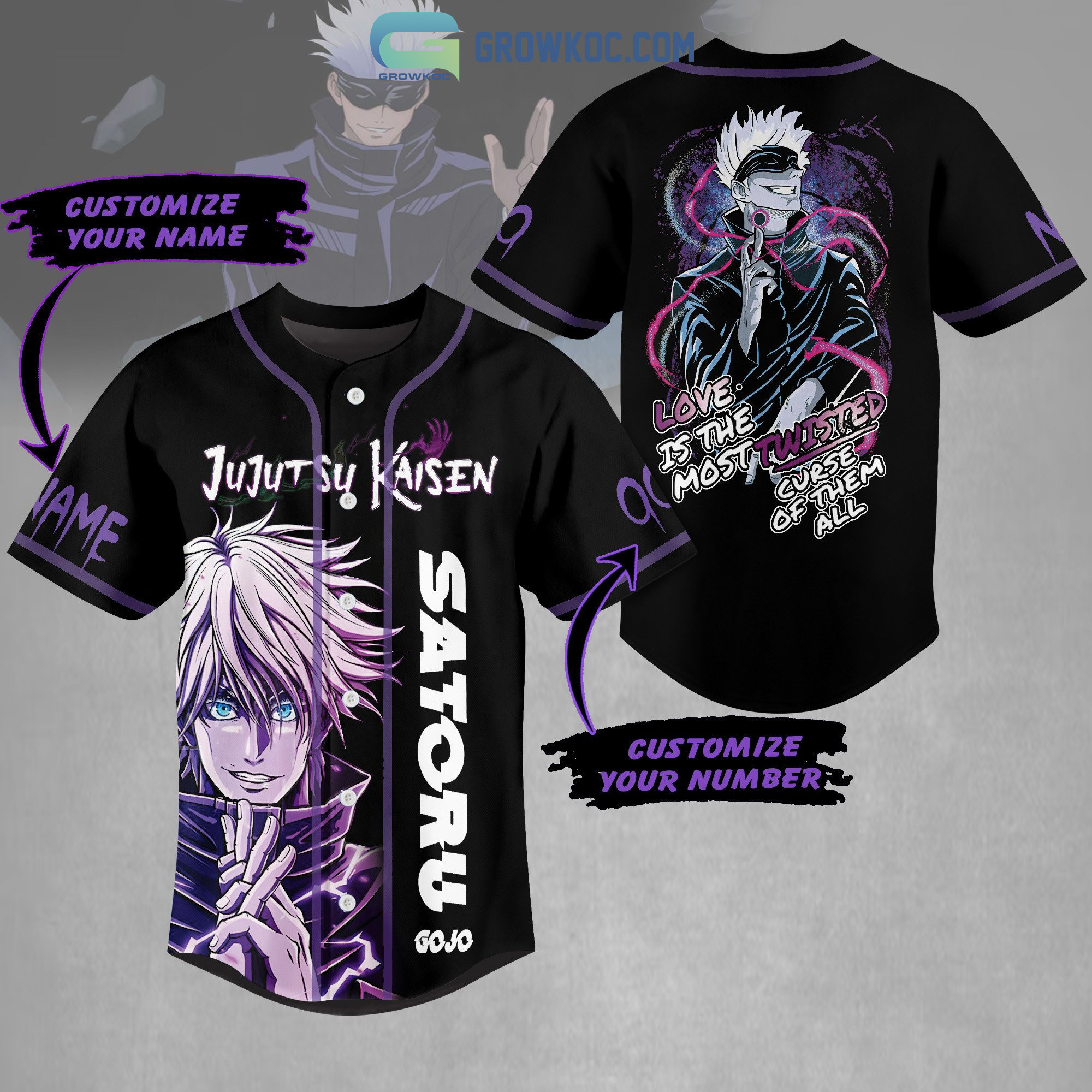 New Jujutsu Kaisen Satoru Gojo Personalized Baseball Custom Jersey Fan Gift