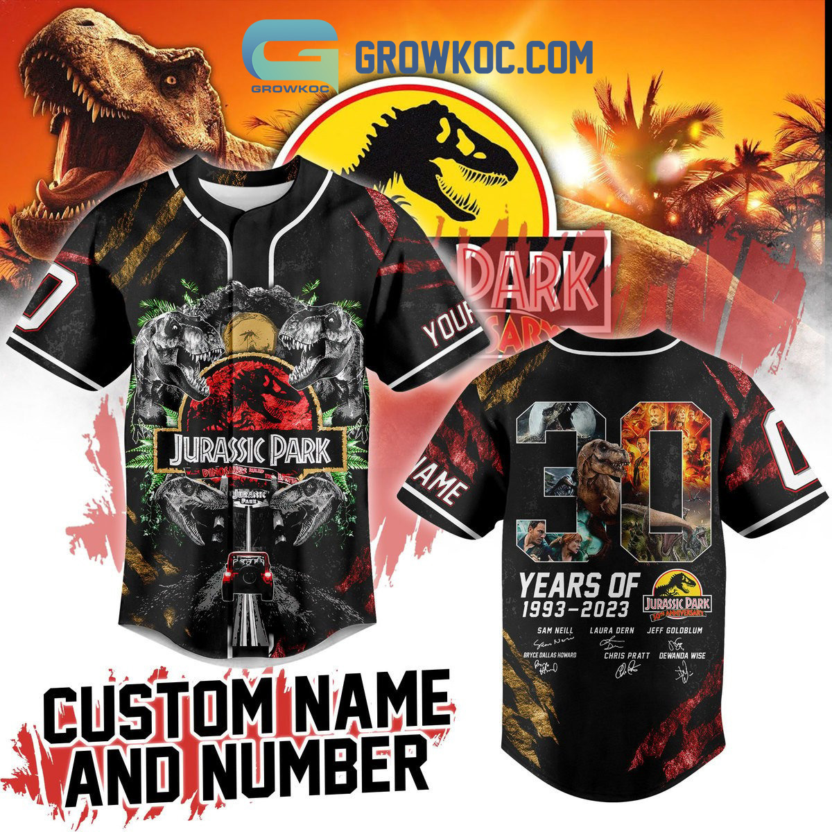 New Jurassic Park 30 Years Of Dinosaur World 1993 2023 Personalized Baseball Custom Jersey Fan Gift