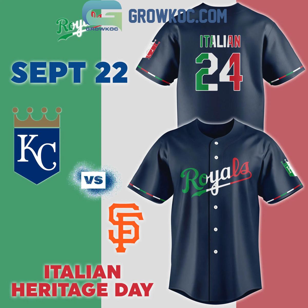 New Kansas City Royals 2024 Italian Heritage Day Baseball Custom Jersey Fan Gift