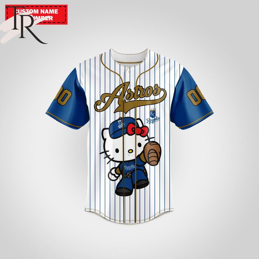 New Kansas City Royals Special Hello Kitty Design Baseball Custom Jersey Fan Gift MLB Custom Name - Number