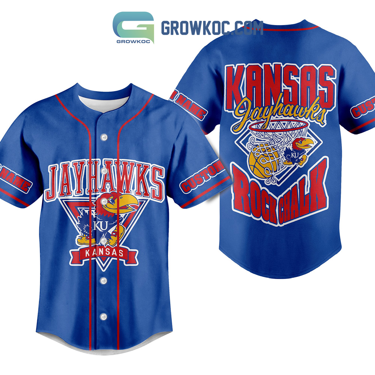 New Kansas Jayhawks Rock Chalk Personalized Fan Baseball Custom Jersey Fan Gift