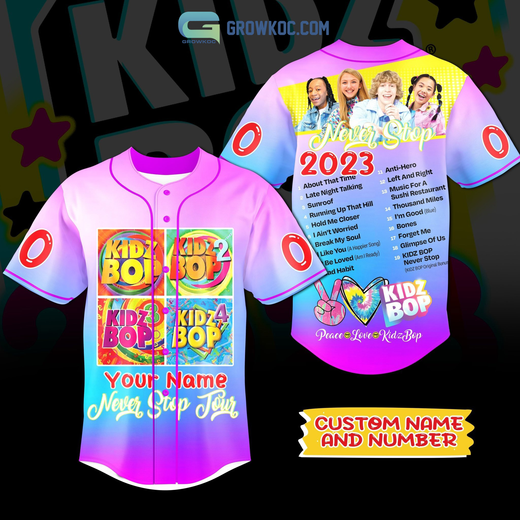 New Kidz Bop Never Stop 2023 Personalized Baseball Custom Jersey Fan Gift