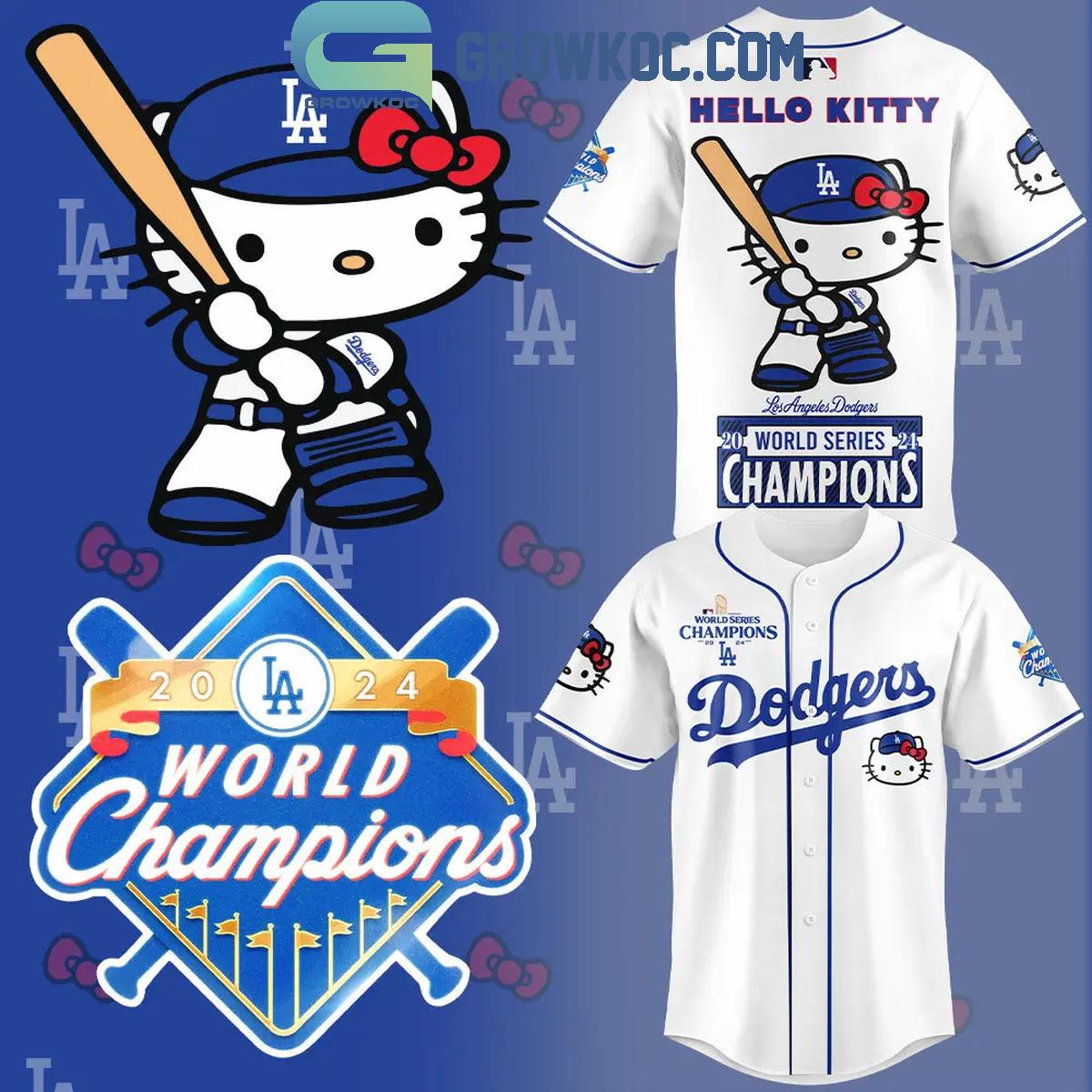New LA Dodgers World Series Champions 2024 Hello Kitty 50th Anniversary Baseball Custom Jersey Fan Gift