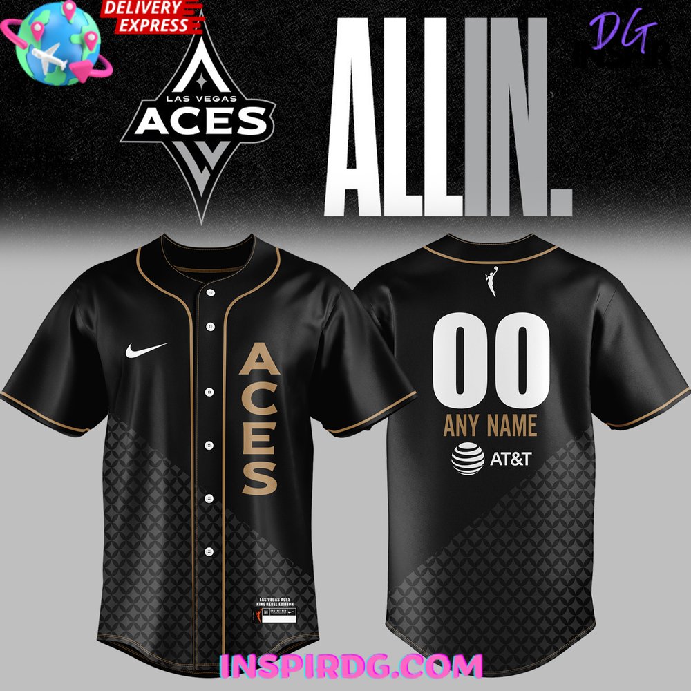 New Las Vegas Aces All In 2024 Gold Baseball Custom Jersey Fan Gift