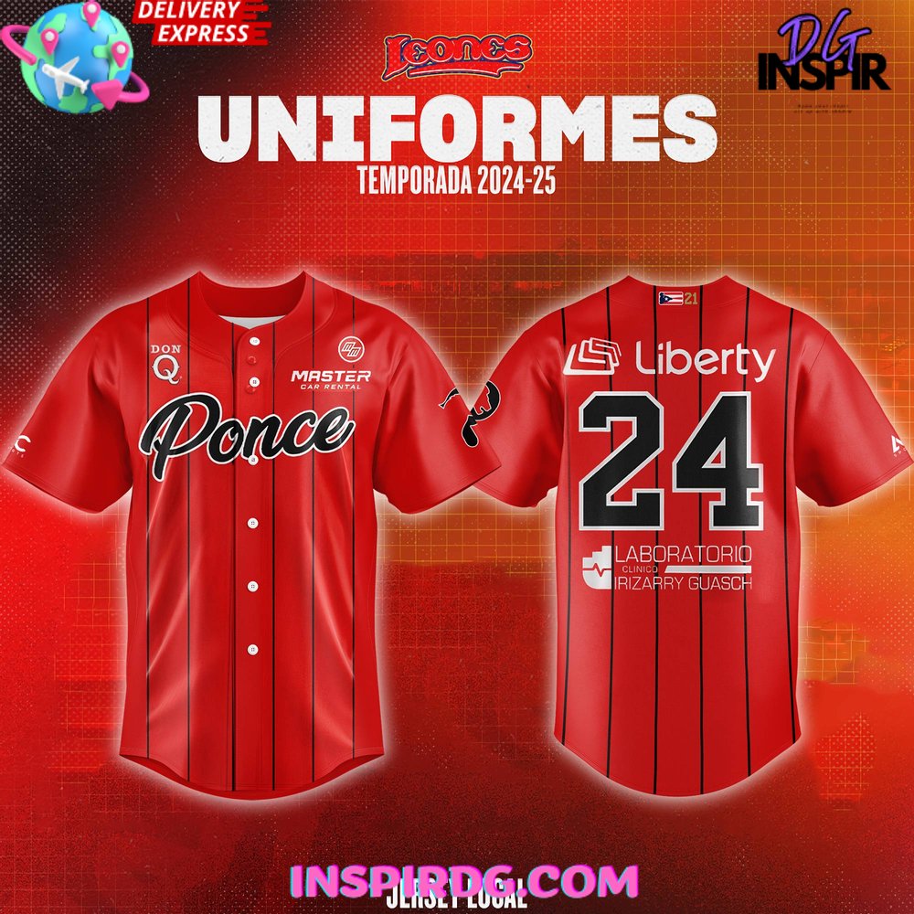 New Leones de Ponce LBPRC Uniformes Temporada 2024/25 Red Baseball Custom Jersey Fan Gift