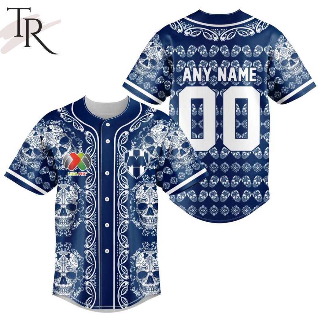 New LIGA MX C.F. Monterrey Special Dia De Muertos Design Baseball Custom Jersey Fan Gift