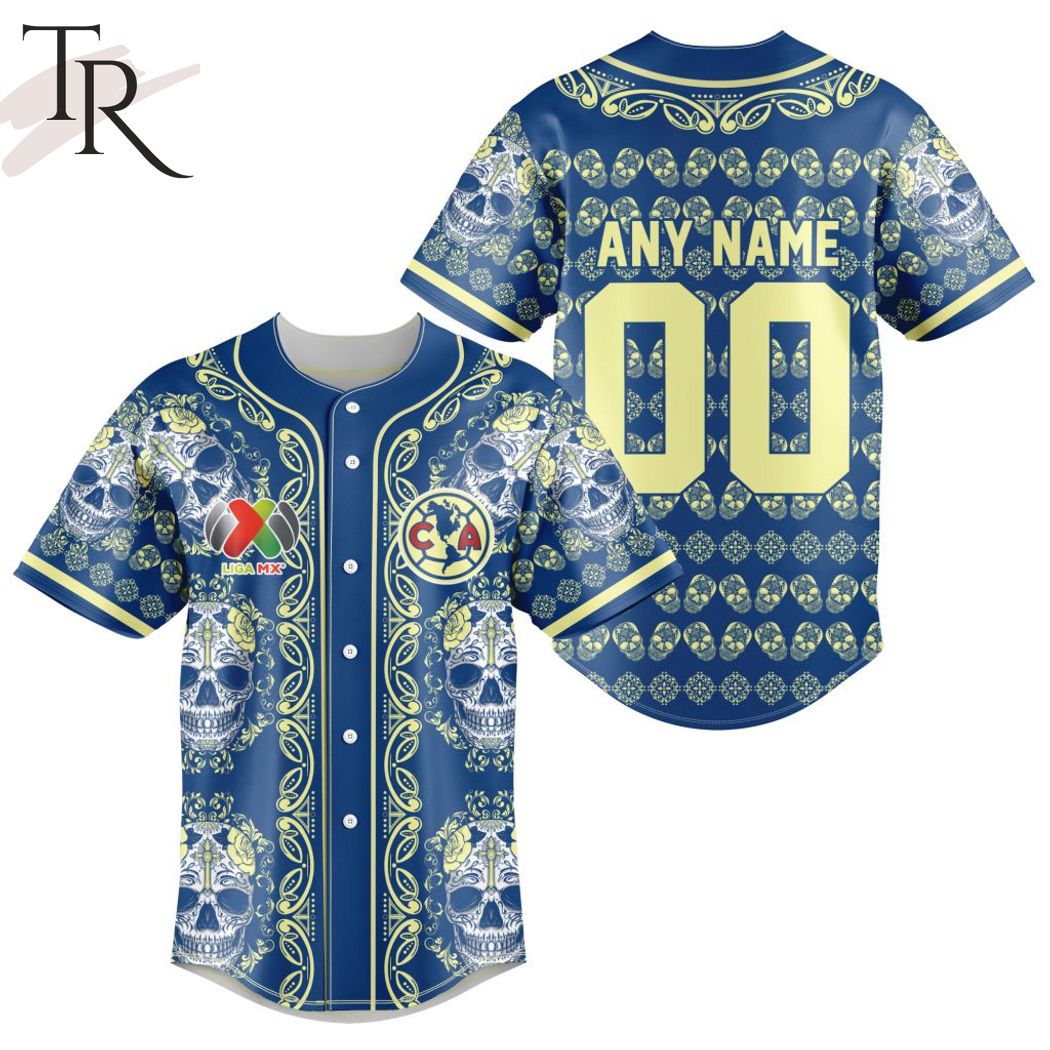 New LIGA MX Club America Special Dia De Muertos Design Baseball Custom Jersey Fan Gift