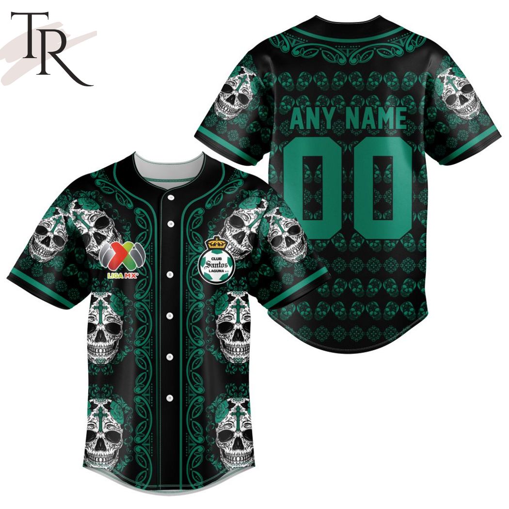 New LIGA MX Club Santos Laguna Special Dia De Muertos Design Baseball Custom Jersey Fan Gift