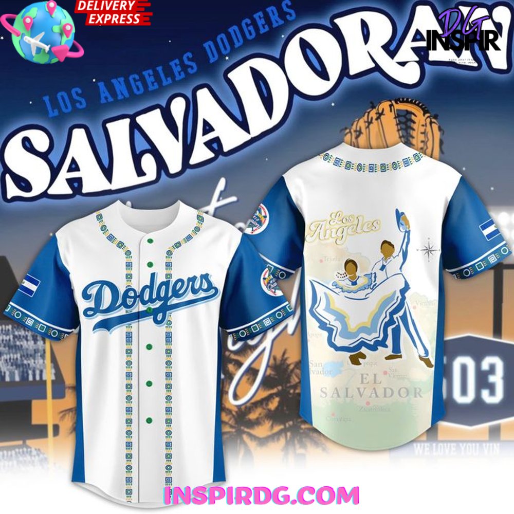 New Los Angeles Dodgers 2025 Salvadoran Heritage Night Baseball Custom Jersey Fan Gift