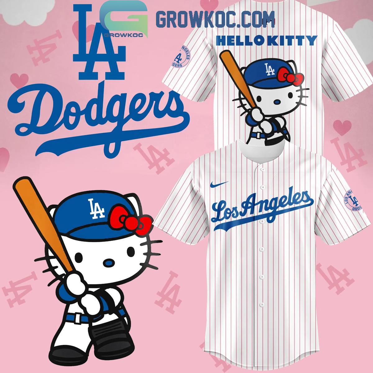 New Los Angeles Dodgers Hello Kitty 50th Anniversary Celebrating Personalized Baseball Custom Jersey Fan Gift