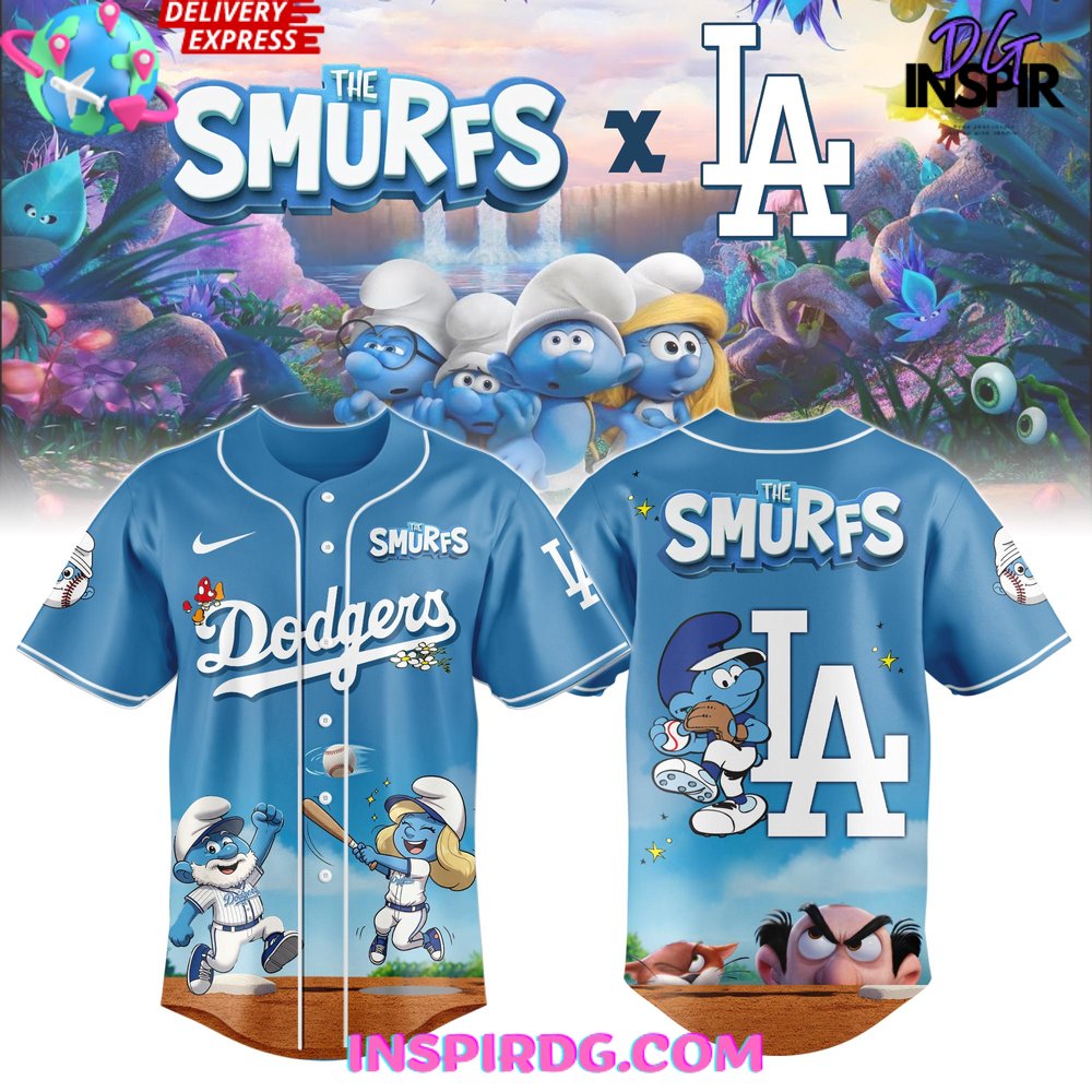 New Los Angeles Dodgers MLB x The Smurfs Night Special Baseball Custom Jersey Fan Gift