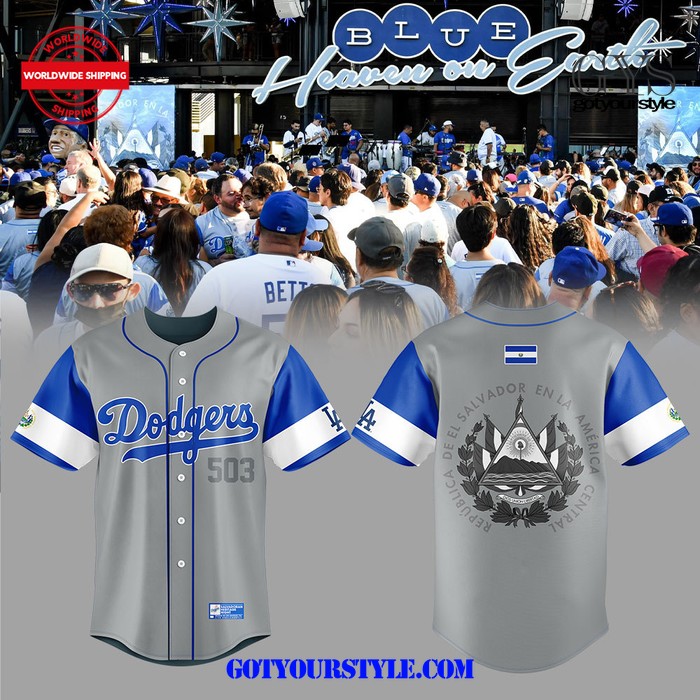 New Los Angeles Dodgers Salvadoran Heritage Night Baseball Custom Jersey Fan Gift