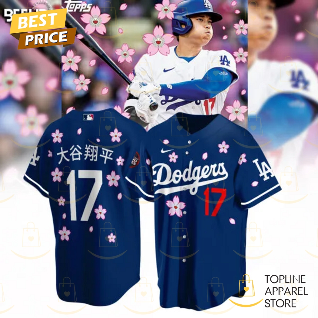 New Los Angeles Dodgers Shohei Ohtani World Tour Tokyo Series Cherry Blossom Baseball Custom Jersey Fan Gift - Blue
