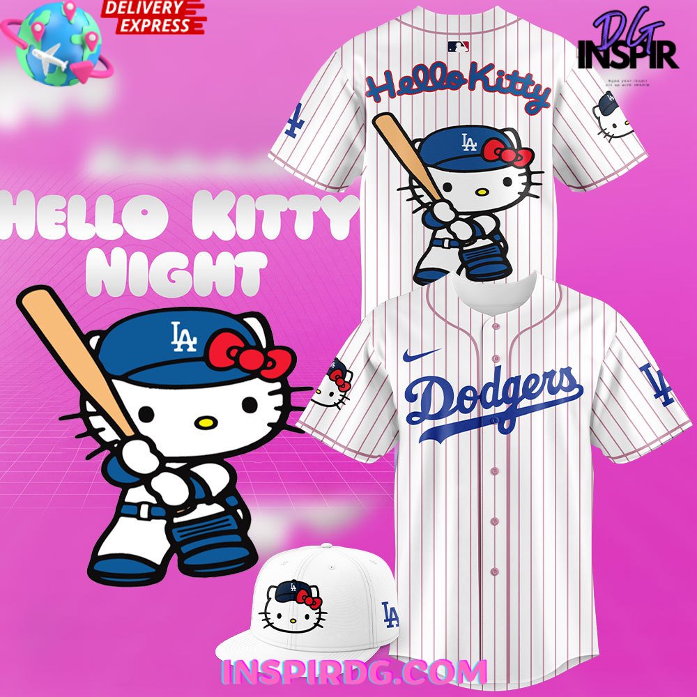 New Los Angeles Dodgers x Hello Kitty Night Stripe Baseball Custom Jersey Fan Gift