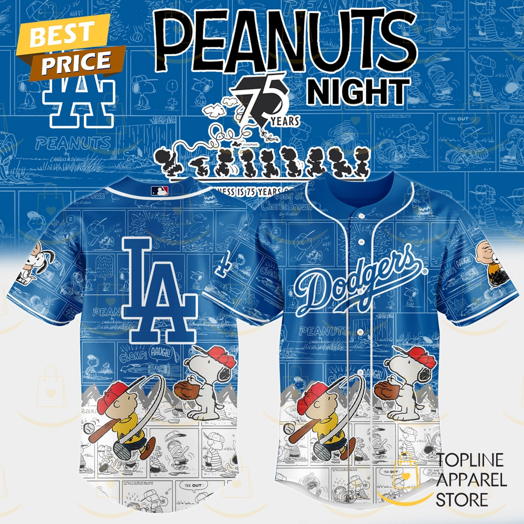 New Los Angeles Dodgers x Peanuts Night 75 Years 2025 Baseball Custom Jersey Fan Gift