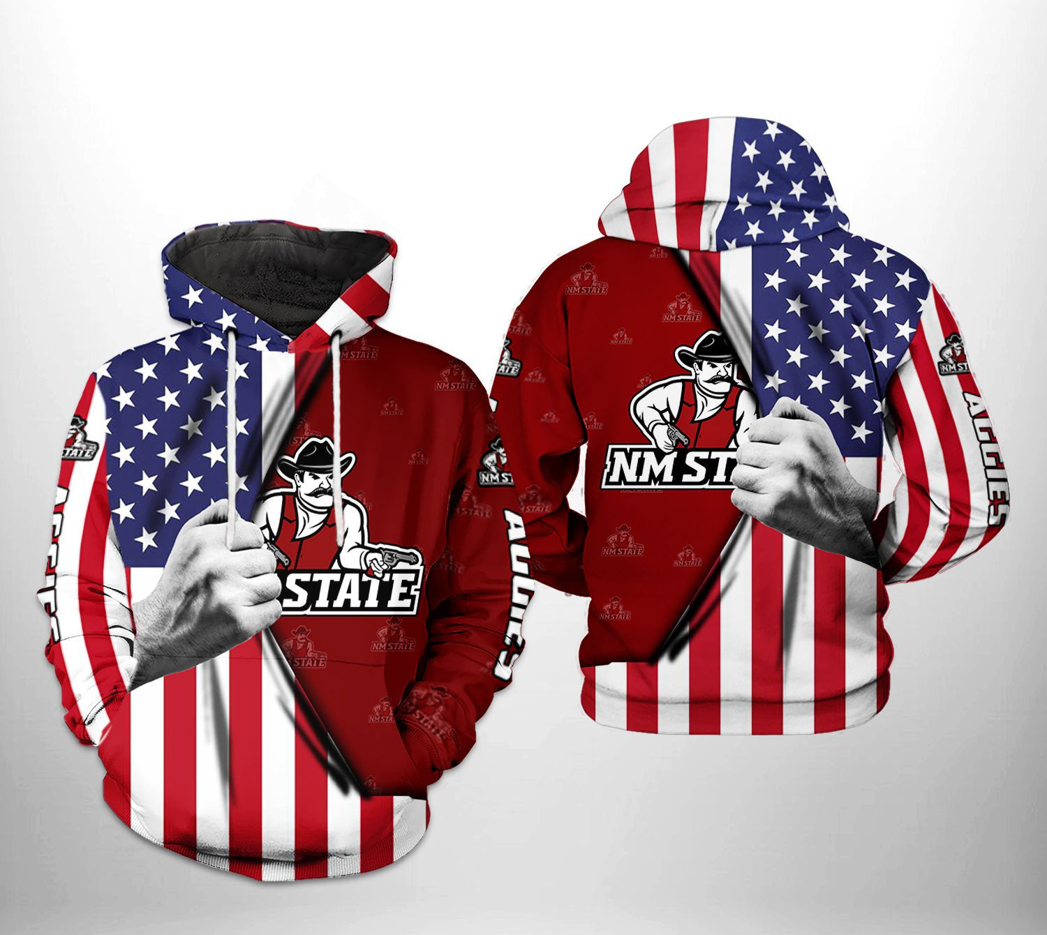 New Mexico State Aggies NCAA US Flag Hoodie  Zip Hoodie