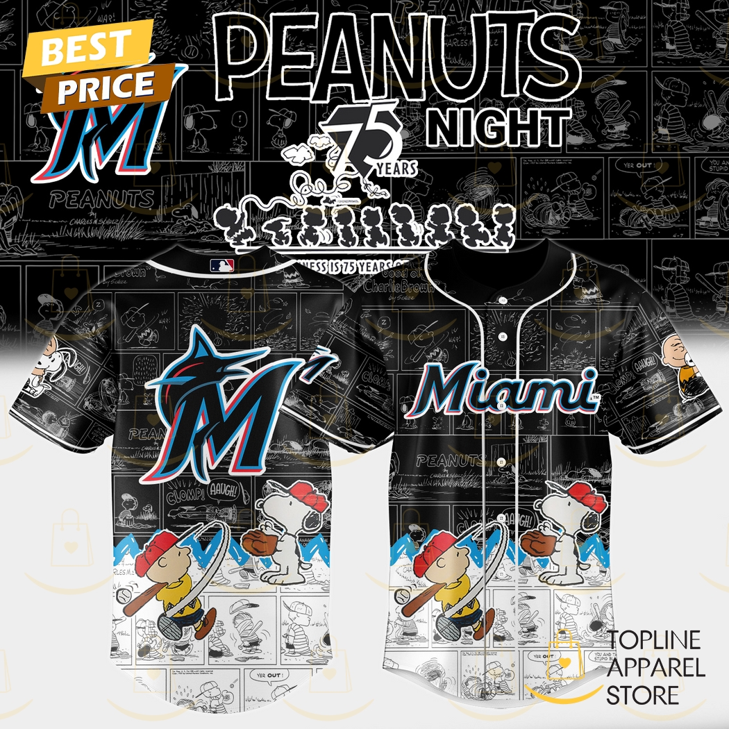 New Miami Marlins x Peanuts Night 75 Years 2025 Baseball Custom Jersey Fan Gift