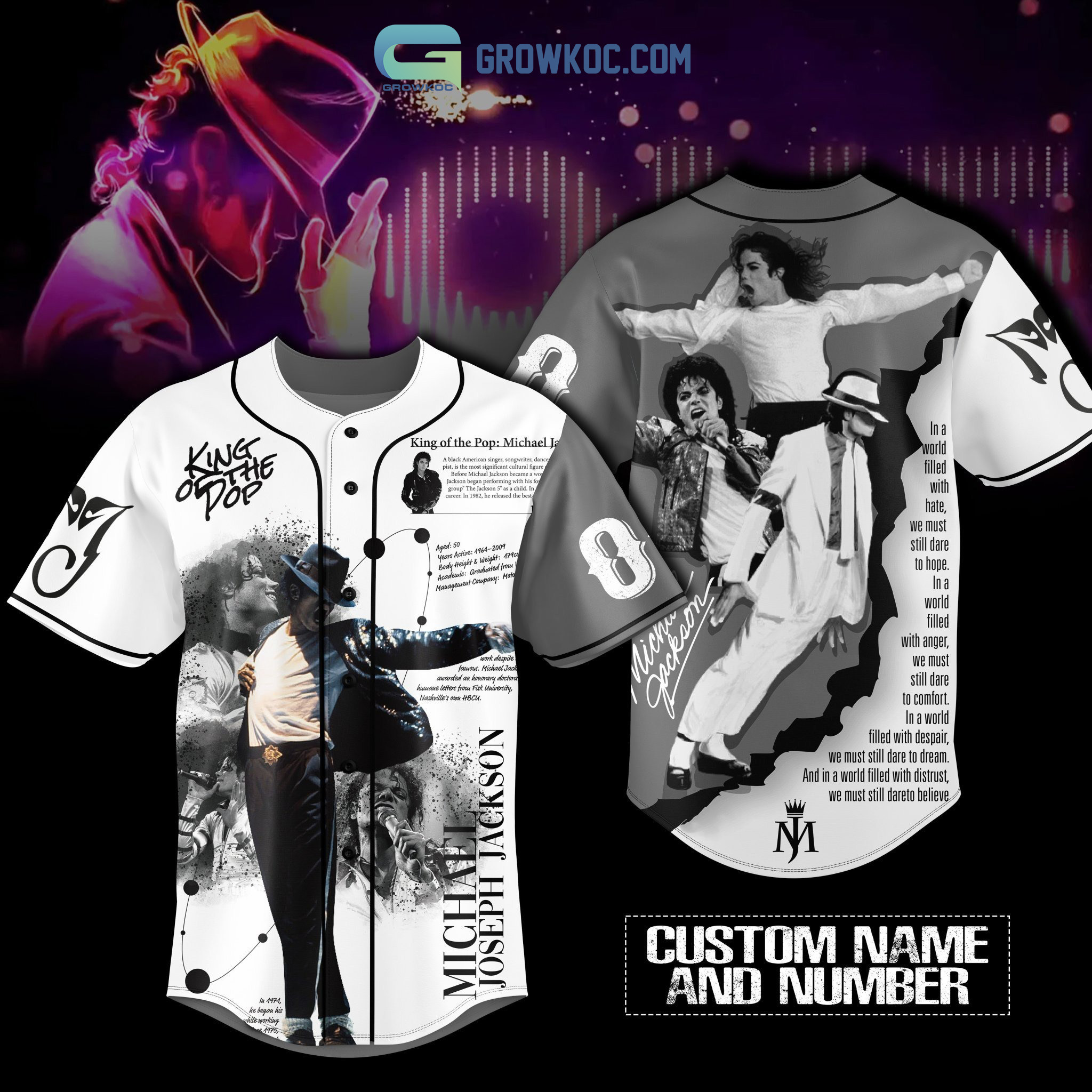 New Michael Jackson King Of The Pop Personalized Baseball Custom Jersey Fan Gift