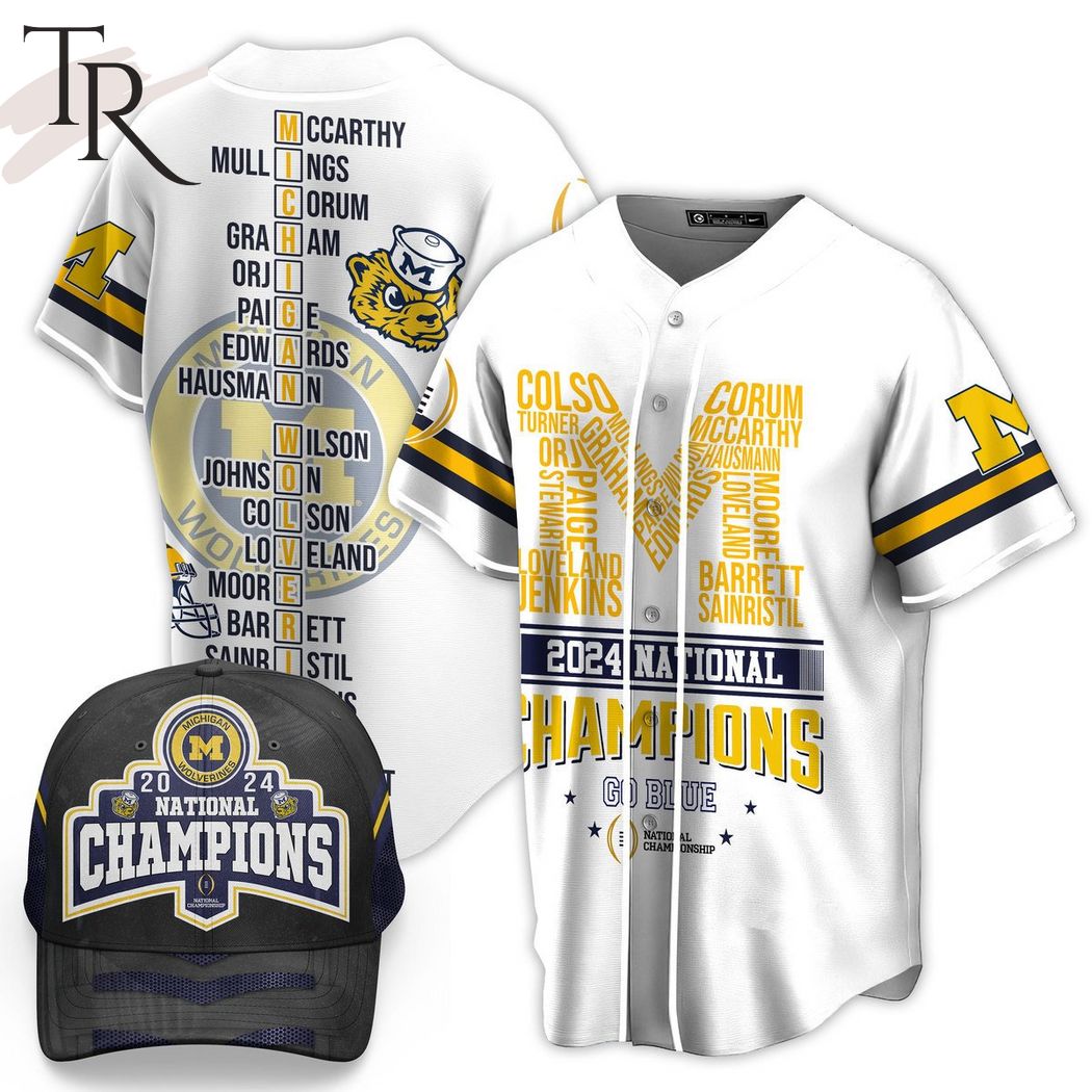 New Michigan Wolverines 2024 National Champions Go Blue Baseball Custom Jersey Fan Gift - White