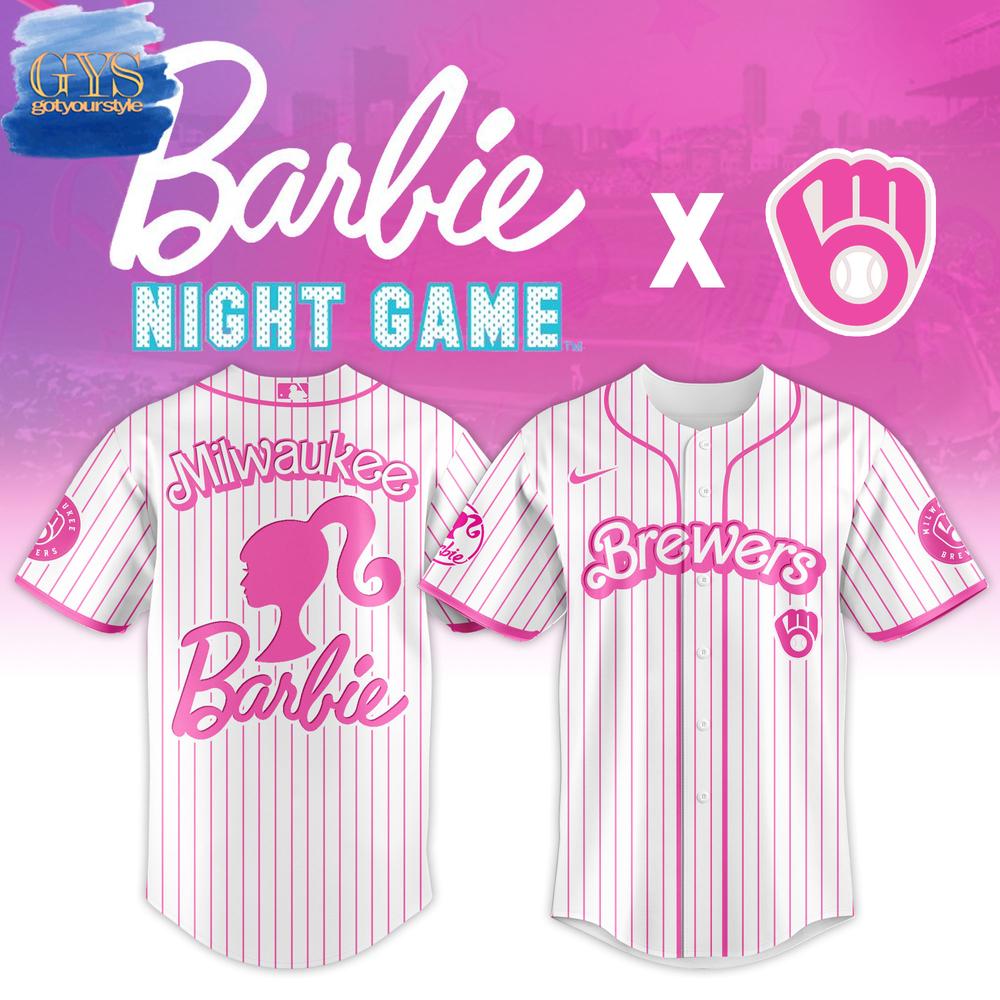 New Milwaukee Brewers MLB x Barbie Night Game Custom Jersey Fan Gift 2025