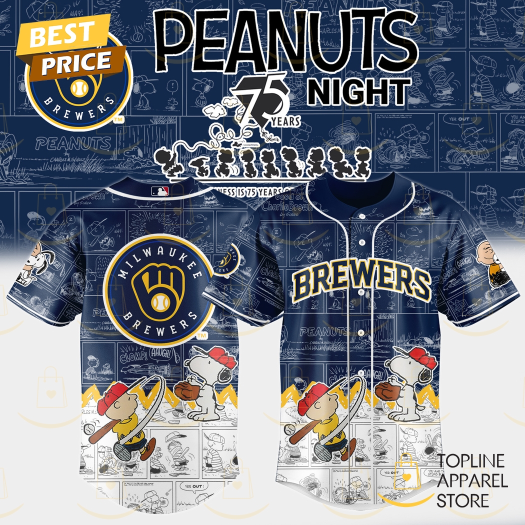 New Milwaukee Brewers x Peanuts Night 75 Years 2025 Baseball Custom Jersey Fan Gift