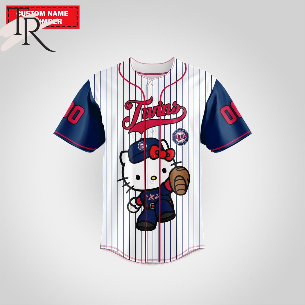 New Minnesota Twins Special Hello Kitty Design Baseball Custom Jersey Fan Gift MLB Custom Name - Number